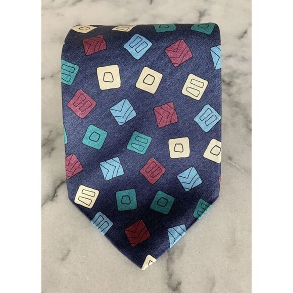 Village Squire 100% Silk Handmade Vintage Retro Geometric Tie